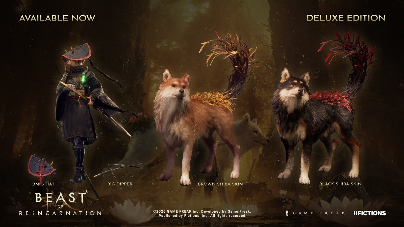 Official Deluxe Edition contents: Oni's Hat, Big Dipper sword, Brown and Black Shiba skins for Koo