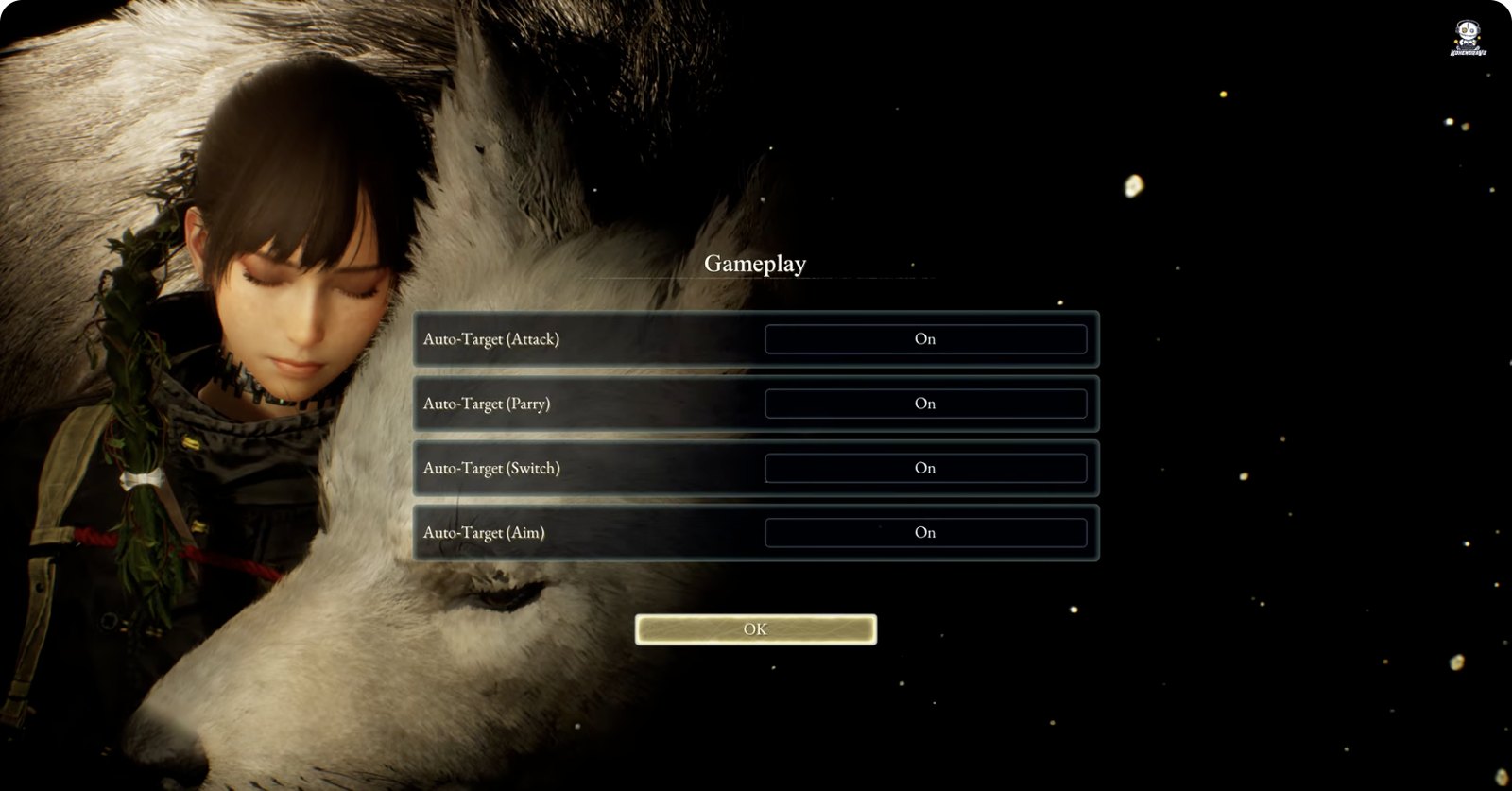 Beast of Reincarnation's in-game settings menu, shown on the Gameplay tab