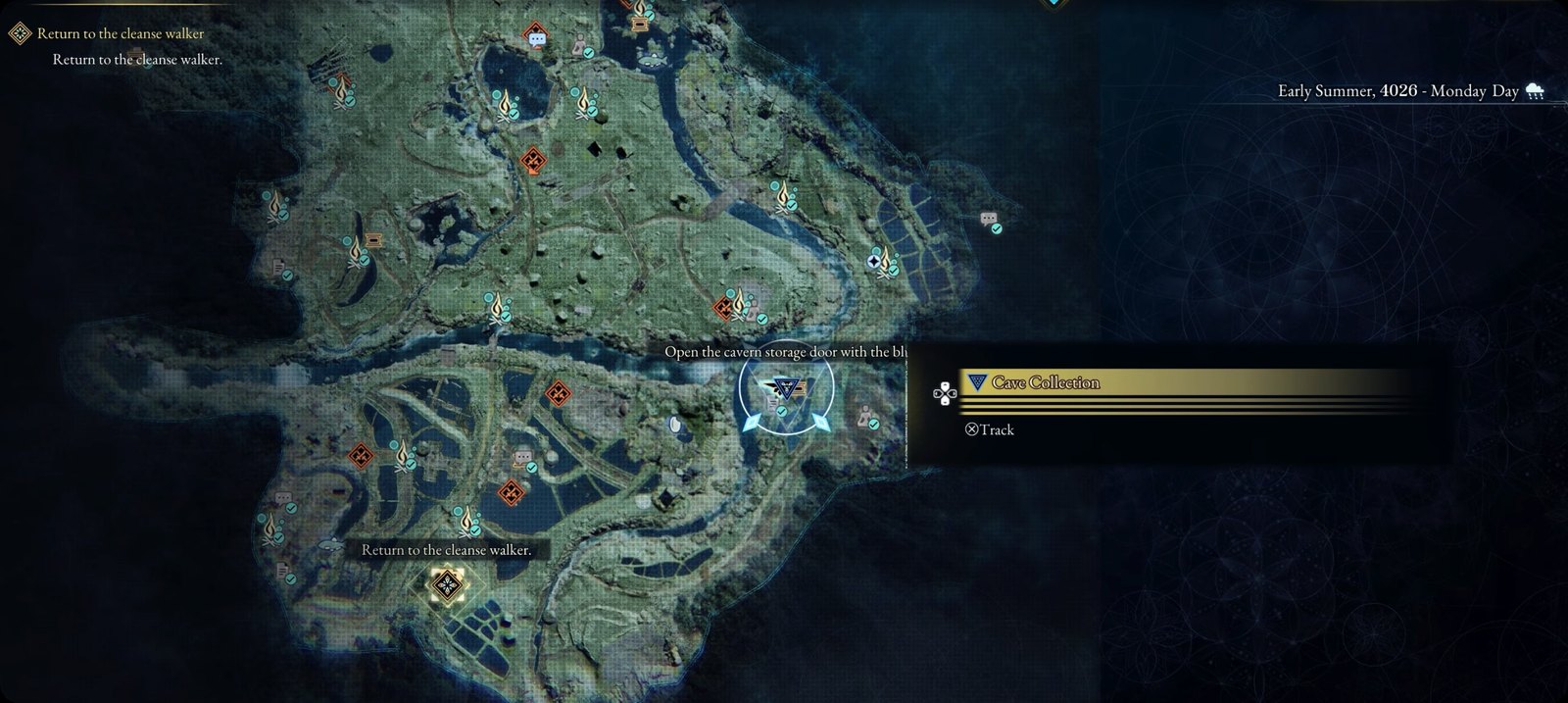 The Ogouchi Buffer Zone map in Beast of Reincarnation, where players hunt for a yellow key door that does not exist